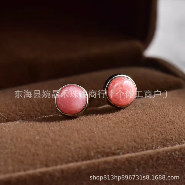 Natural red agate earrings for women, S925 silver setting, 5mm, simple and elegant, light luxury, versatile, classy, cross-border wholesale