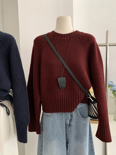 Omalai raglan sleeves sweater, shoulder sweater, autumn new pure color soft waxy long-sleeved shirt, wholesale 4910