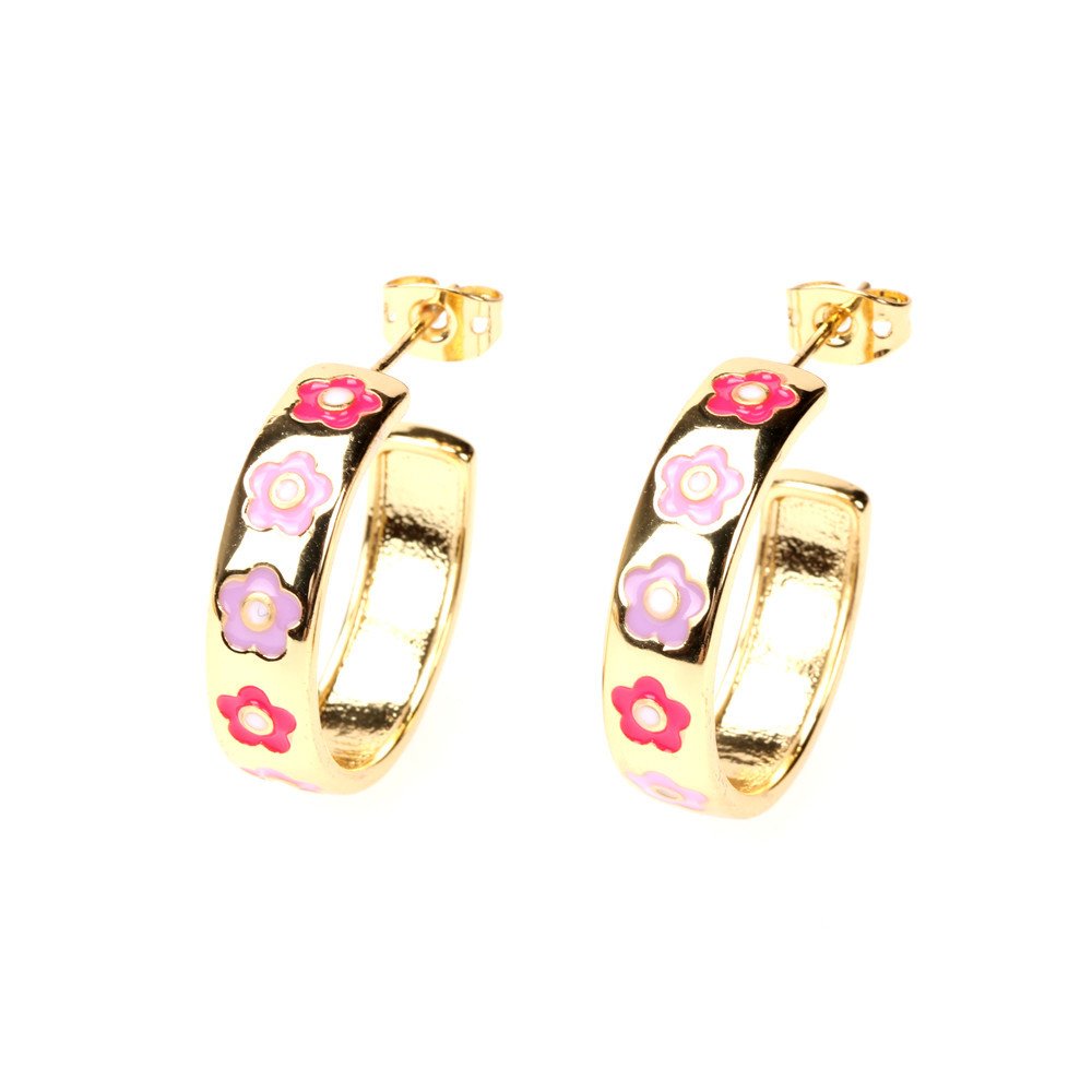 Nihaojewelry Fashion Dripping Oil Smiley Face Geometric Earrings Wholesale Jewelry display picture 2