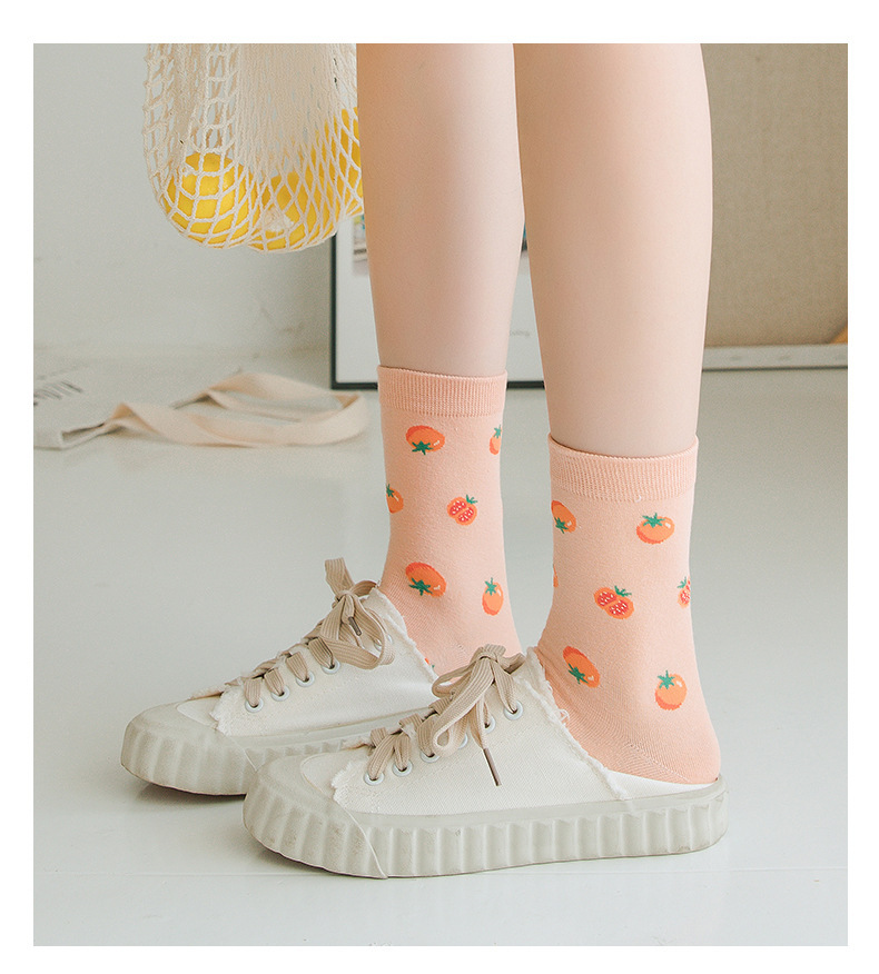 250g Weight Socks Classification Socks Lingerie Type Polyester Fabric Type Women's Sweet Fruit Mushroom Polyester Ankle Socks A Pair