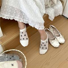 Butterfly knot socks for girls, short socks, summer thin model, shallow mouth, Japanese style anti-slip, non-slip, summer invisible socks, boat socks, cotton socks