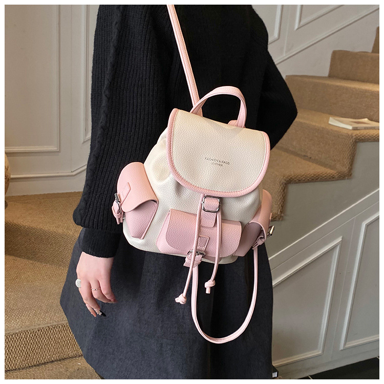 Backpack Women's Casual Versatile Niche Design Backpack Travel Color Blocked Small Backpack_voghion.com