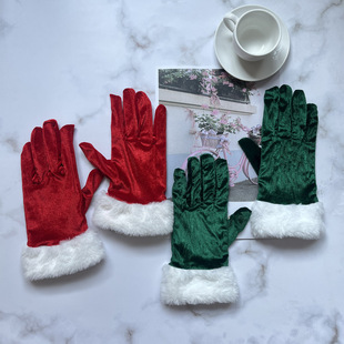 Christmas Velvet Gloves Foreign Trade Export Gloves Wholesale Performance Masquerade Festival Celebration Performance