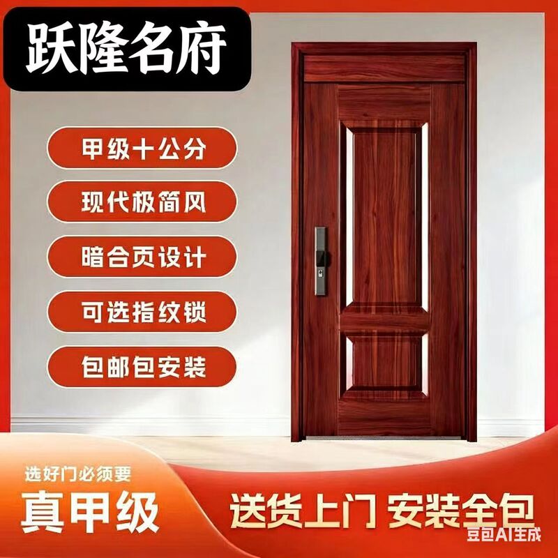 Red Class A Security Door Entry Door Zinc Alloy Smart Entry Door Home Modern Single Door Mother and Mother Door Security Door