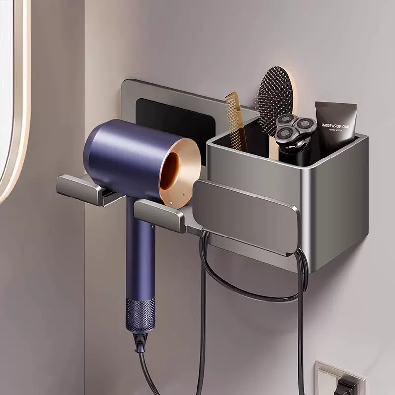 吹风机置物架免打孔卫生间收纳绕线电吹风挂架吹风筒支架浴室架子