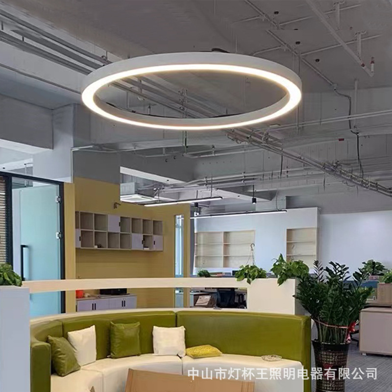 LED oval lámpara de arco circular sala de conferencias lámpara de lámpara de oficina rectangular moderna sala de exposiciones iluminación simple del centro comercial