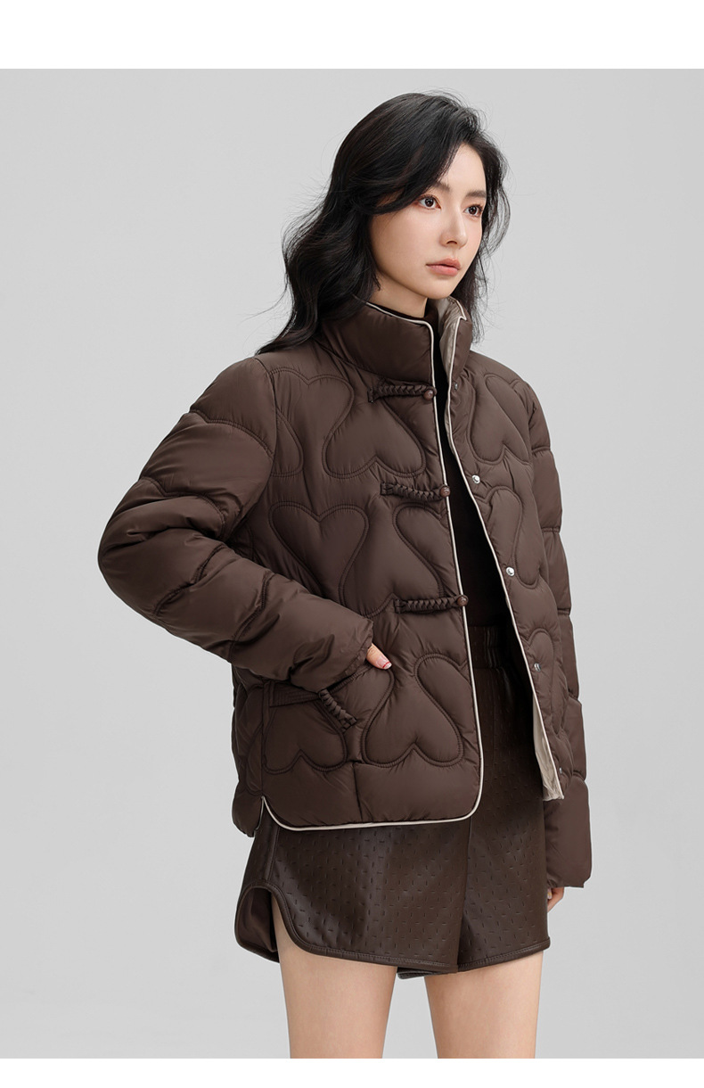 New Chinese style 2024 winter retro button down short fashion stand collar lightweight women's cotton Down jacket_voghion.com