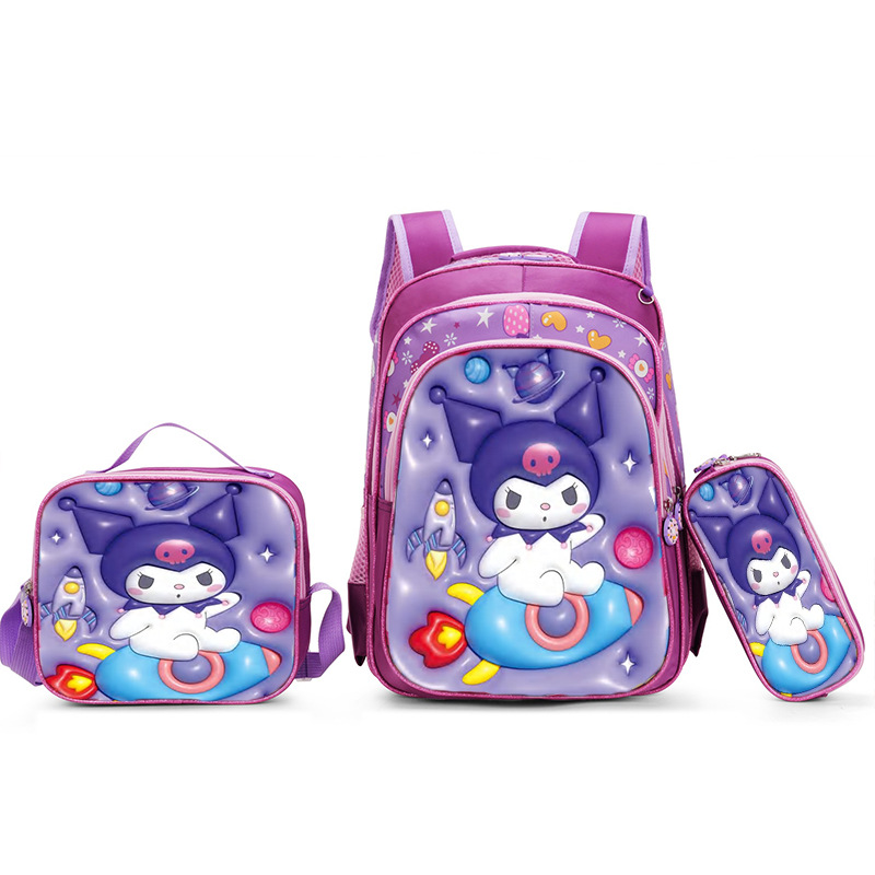 Nuevo Kpop América del Sur 16 pulgadas tres piezas juego de tirón para niños 3D brujas caza mochila de hombro para estudiantes doble espalda