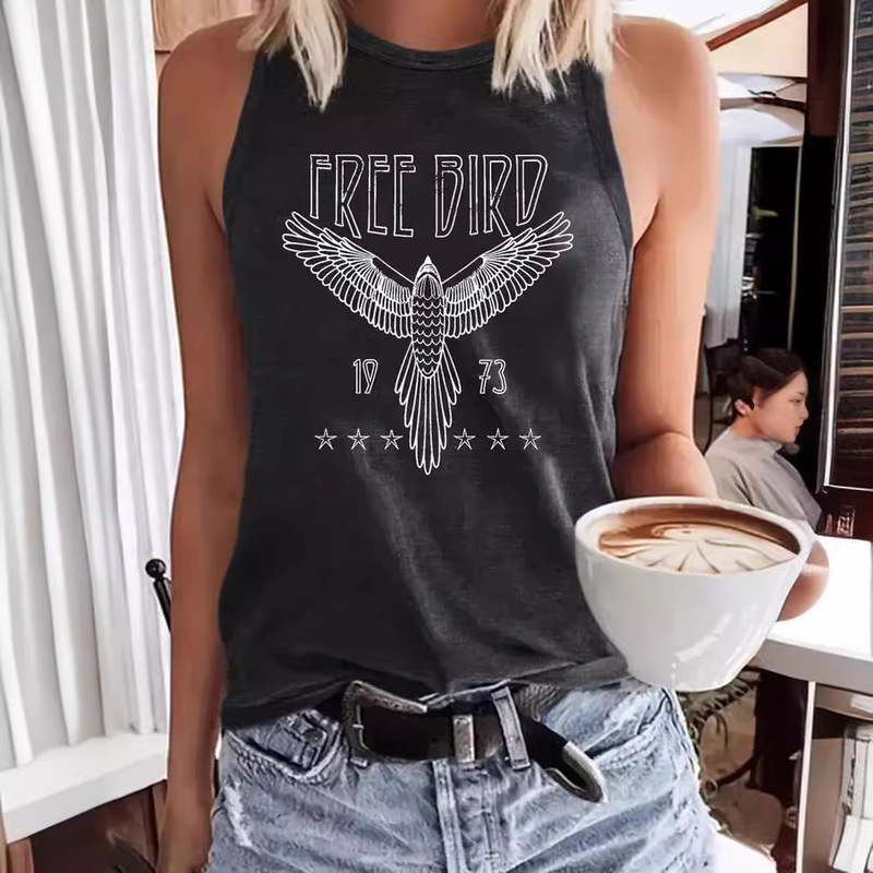 AliExpress Amazon Hot Eagle Printed Round Neck Top T-Shirt Spring and Summer Casual Sleeveless Foreign Trade Vest Women