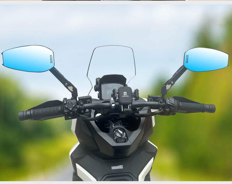 Folding large mirror motorcycle rearview mirror, real carbon fiber aluminum alloy mirror shell, 600R convex mirror, universal modification