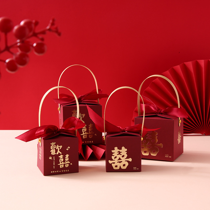 Red Wedding Candy Box Wholesale Creative Handmade Gift Box Wedding Supplies Red Wedding Candy Box 