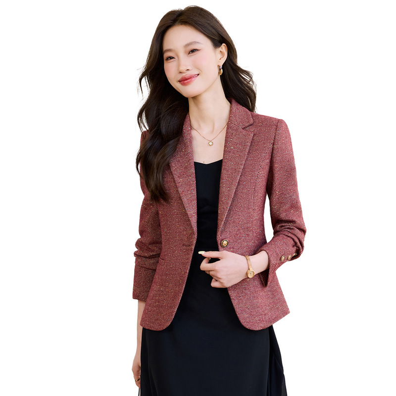 羊毛西装外套女秋冬2025新款高级感小个子短款女士小香风修身西服|undefined