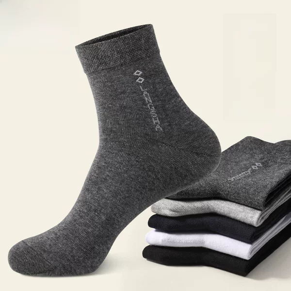 Langsha Socks Men's Spring, Summer and Autum Pure Cotton Mid-Calf Socks Thin Men's Socks Antibacterial Sweat-Absorbent Breathable Cotton Men's Socks