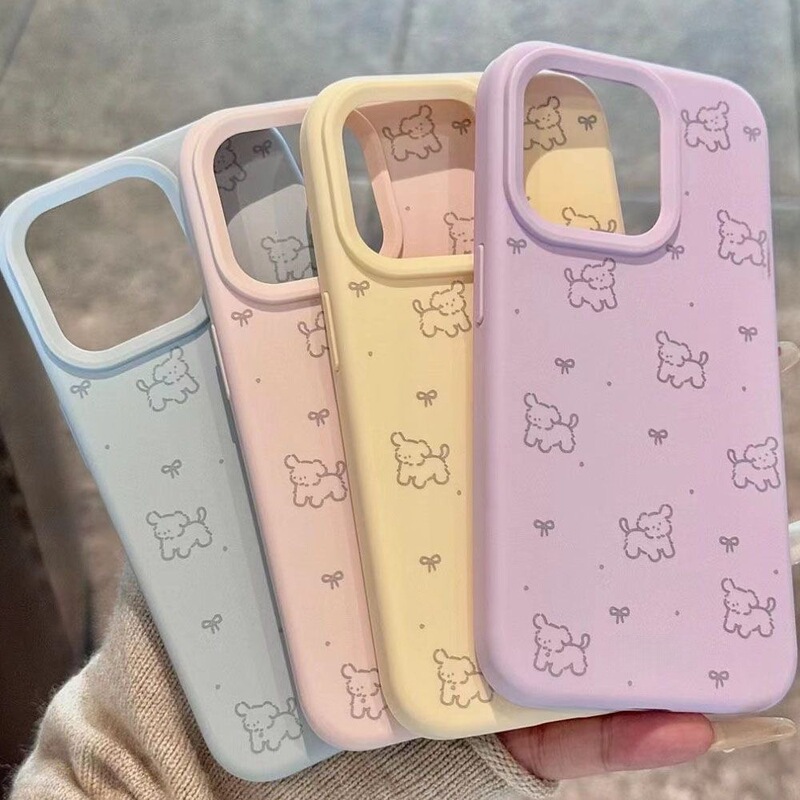 Cute Poodle Dog Suitable for Apple 17Promax Phone Case Iphone15Pro Bow Tie 16 Cartoon 13/14