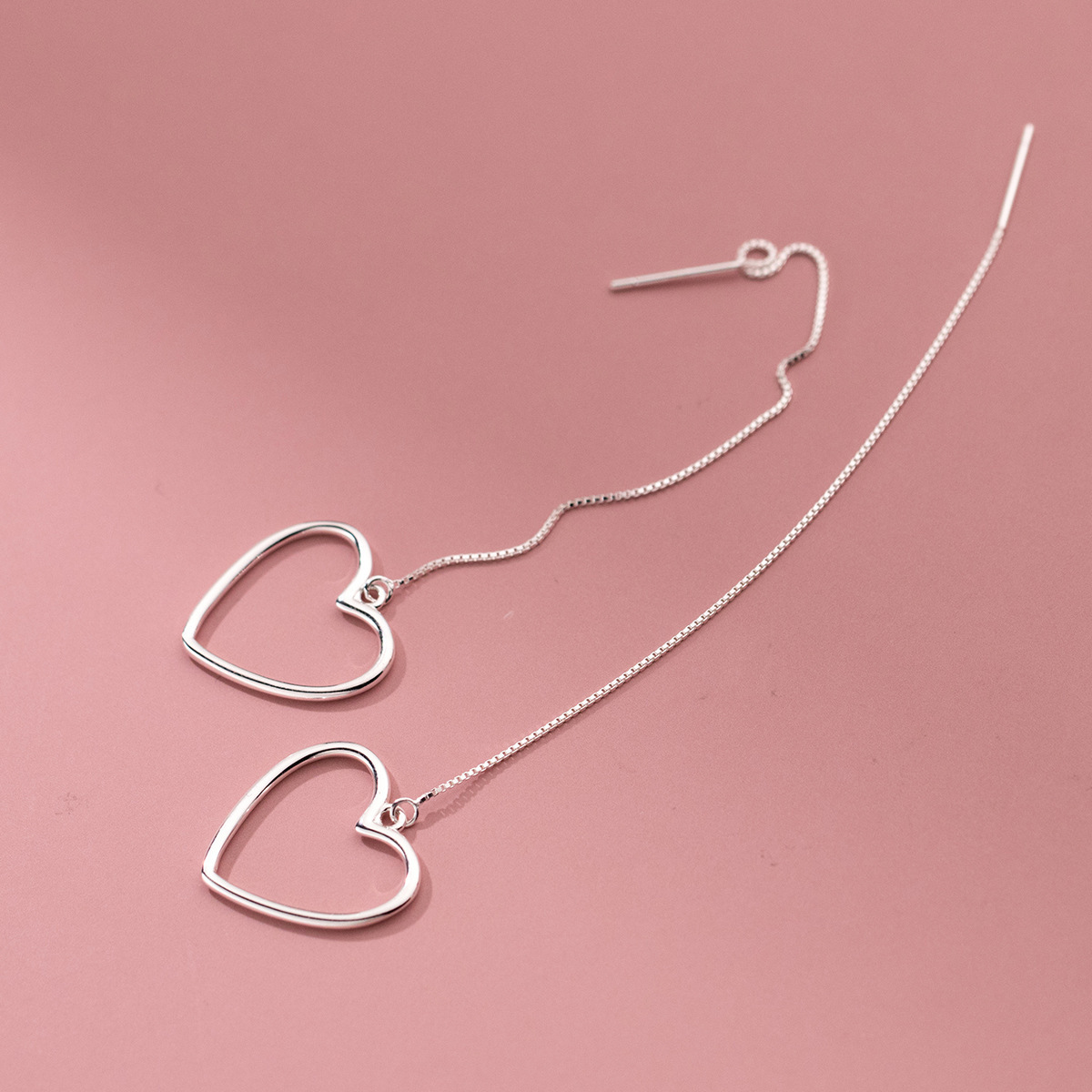 Eloch Eloch S925 amor de plata esterlina orejas huecas en forma de corazón orejas largas para mujeres M03522 image 4