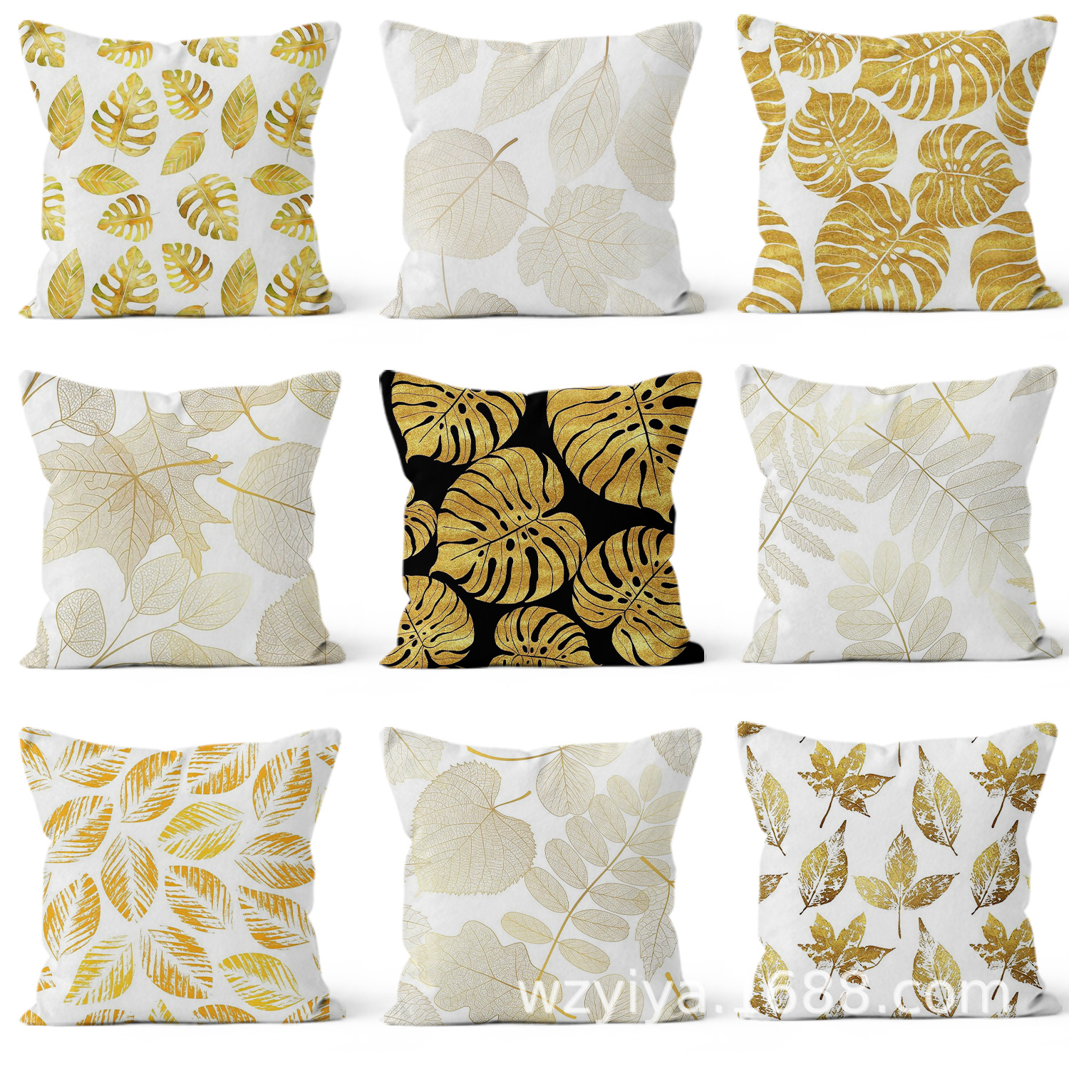 almohada de hoja estampada simple y moderna decoración del sofá de la sala de estar almohada de cabecera de cama cuadrada desmontable