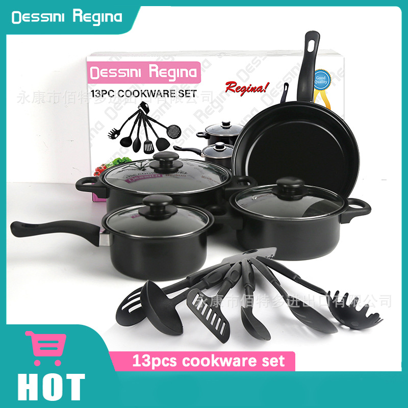 VEONAM 13pc Cookware Set Nonstick Pot Frying Pans Set Pressure Cooker Braised Cooking/Milk Pot Steamer Pot Stew/Soup Pot Kitchen Cookware