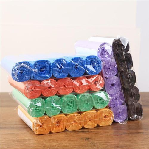 Colorful garbage bags thickened office household disposable point-break kitchen black plastic bags 5 rolls
