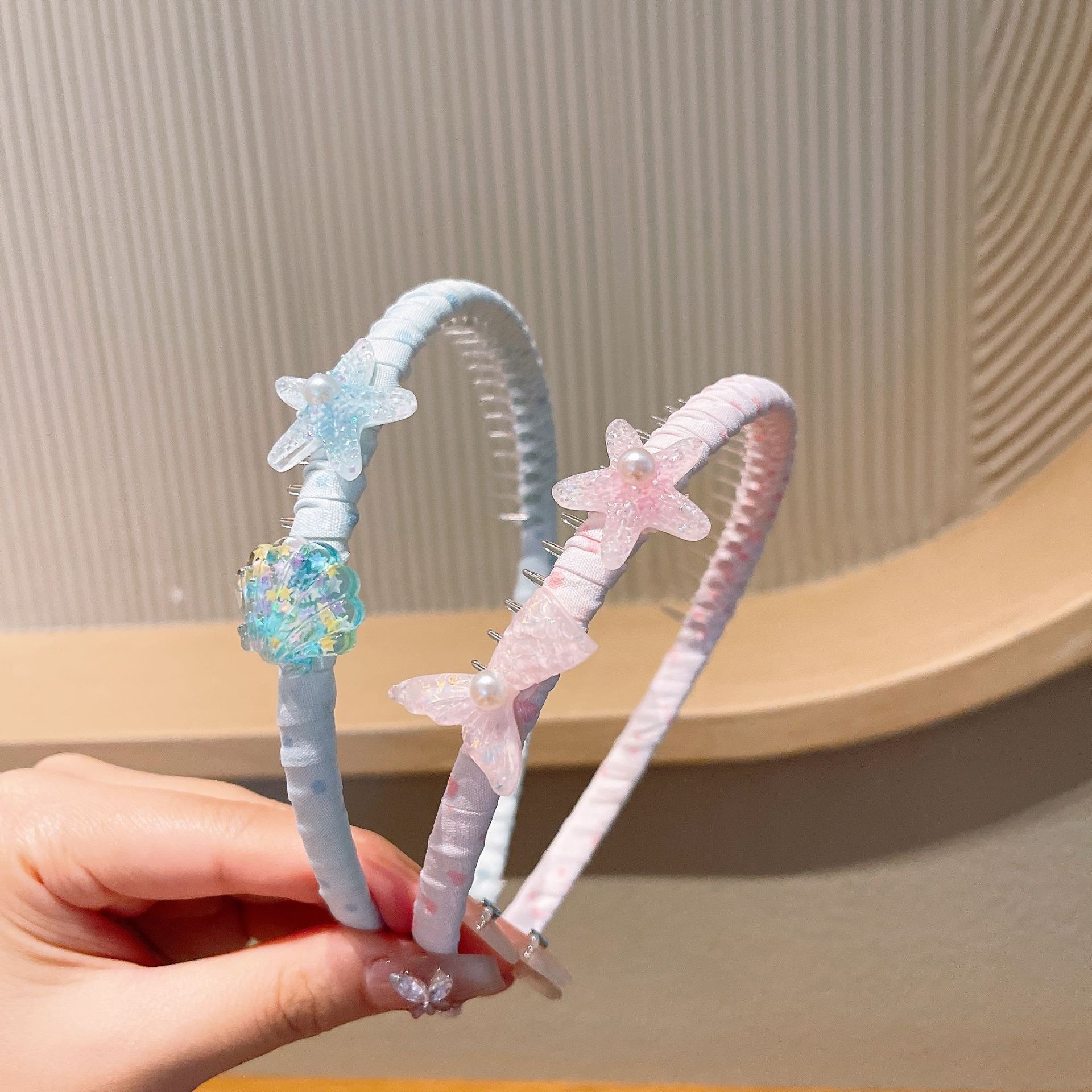 Bandera de cabello infantil estrella de mar conchas chicas lindas heladas bandera de cabello adornamiento para el cabello bebé no estrangulación antideslizante anti-rotura toque de cabello