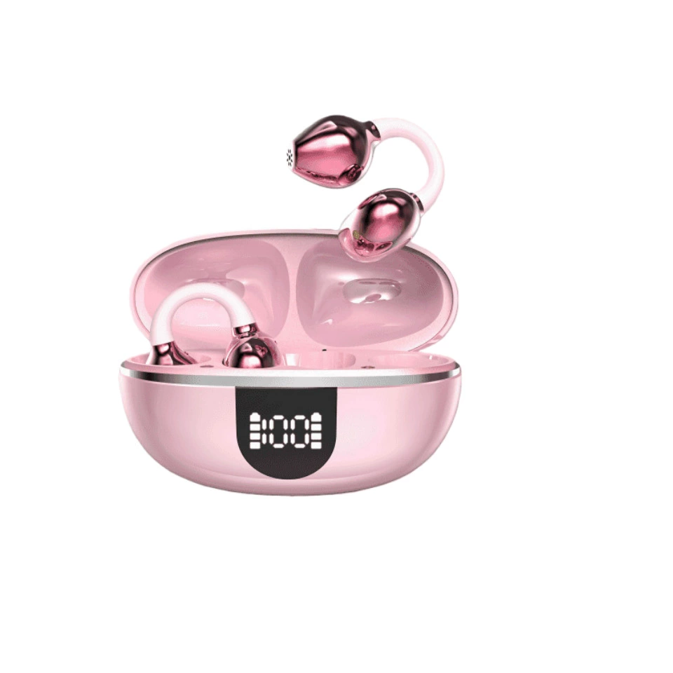 Bone‑conduction ear‑clip Bluetooth headset, noise reduction, low latency, decorative earring option