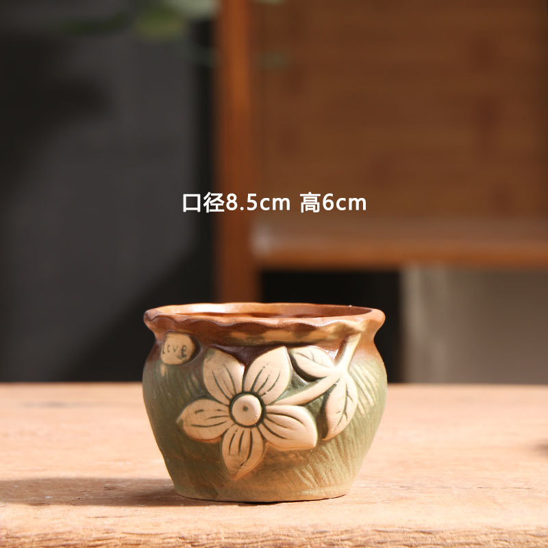 Gradiente pulgar maceta de cerámica especial balcón doméstico cerámica gruesa pequeña maceta de cerámica especial al por mayor