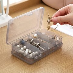 Japanese-style double-layer jewelry storage box, plastic separated jewelry storage box, square portable storage transparent model