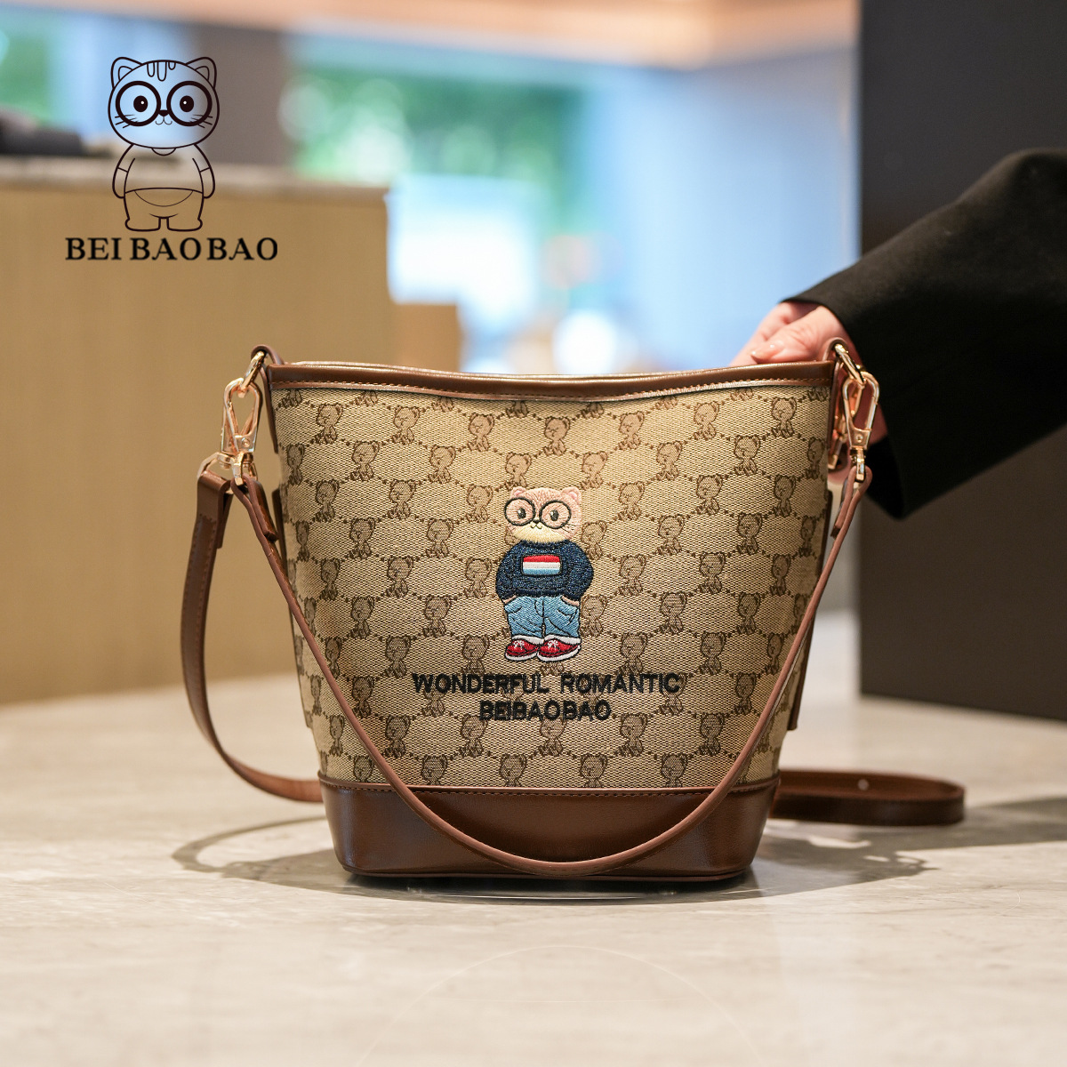 Borsa da donna BeibaoBao originale, nuova di fabbrica, alla moda, di grande capacità, con tracolla, in tela, per pendolari, adatta sia a madre che a figlia._voghion.com