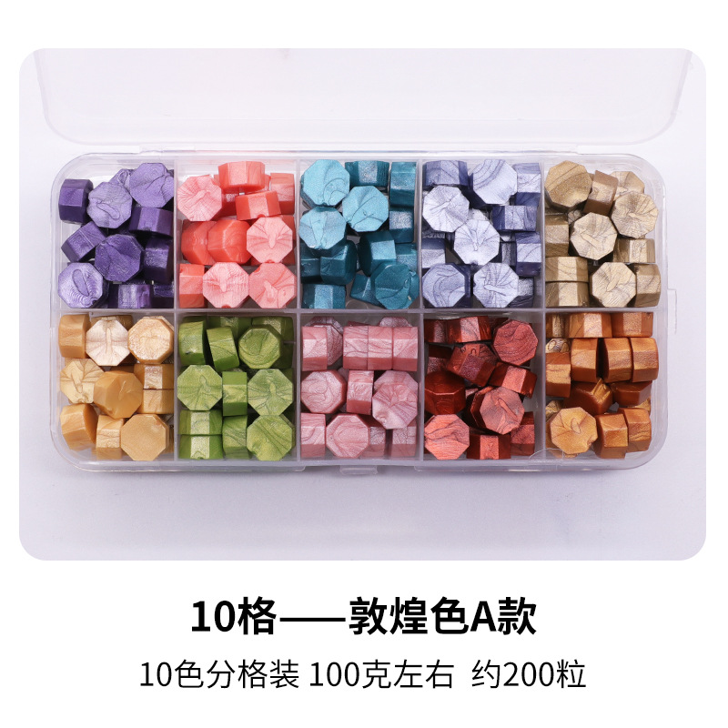 Fuego pintura cera grano traje de color mezclado 24 caja de cuadros de color ocho lados fuego pintura sellado cera fuego pintura sello cera grano fábrica al por mayor