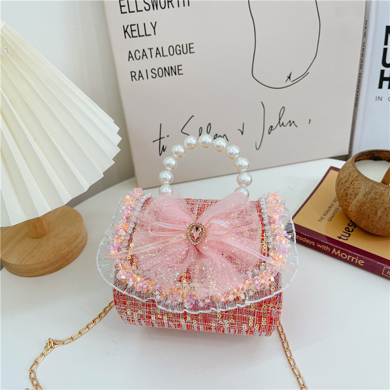Bolso de crossbody de las muchachas del estilo de Chanel bolso de La Perla princesa de la manera del bolso de hombro de la cadena de los niños bolsa de accesorios