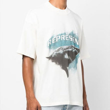 REPRESENT REP大白鲨SHARK高街小众潮牌鲨鱼印花宽松做旧短袖T恤