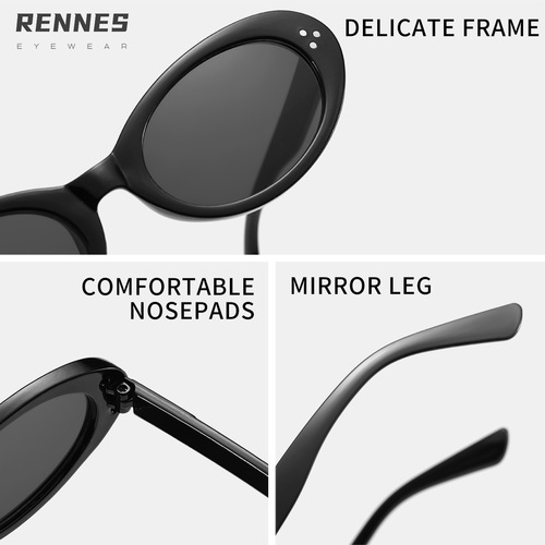 新款高品质小框米钉椭圆形复古猫眼潮流个性时尚百搭太阳镜UV400