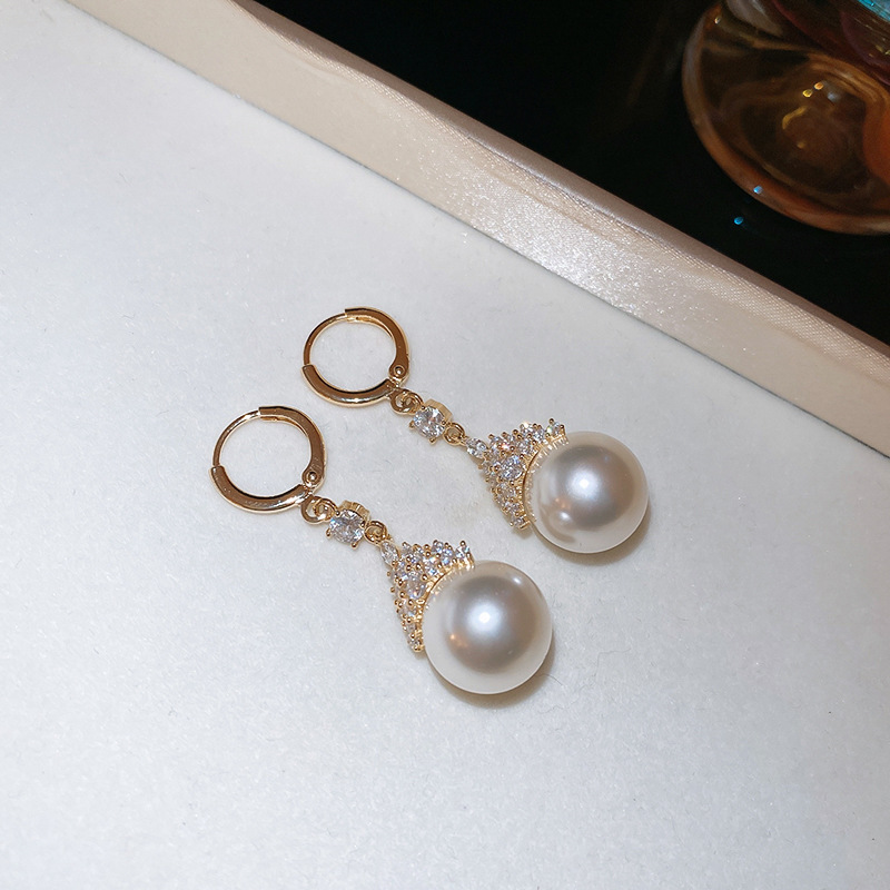 真金电镀圆形珍珠款耳钉项链套装小众耳环时尚气质耳饰轻奢高级感详情7