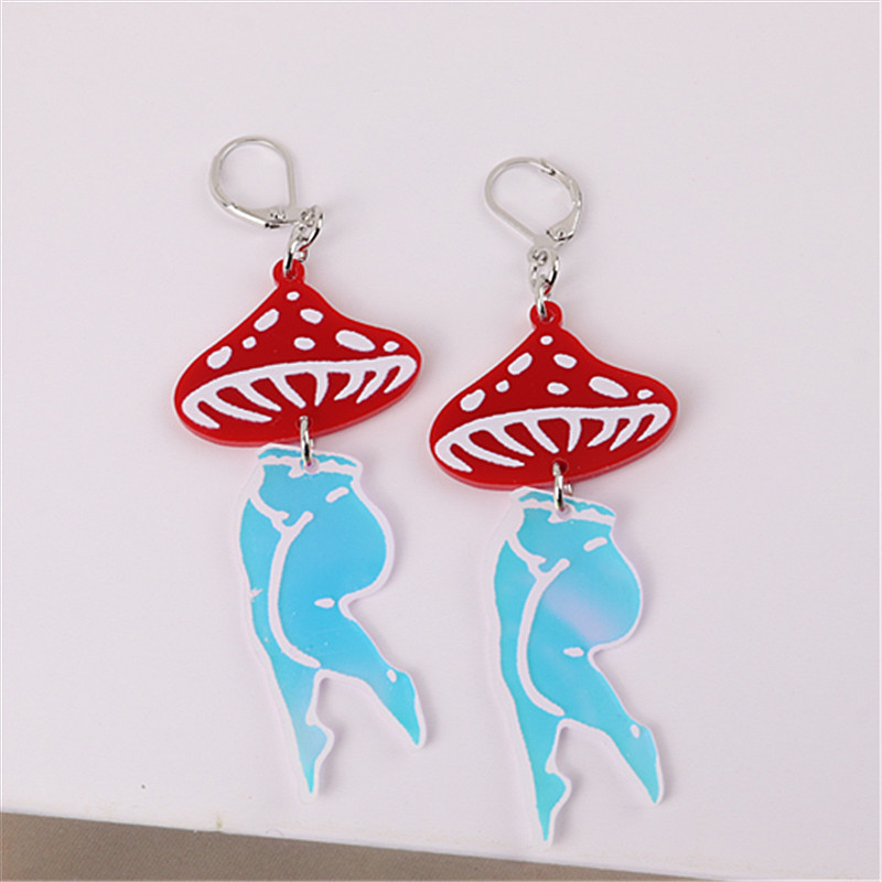 1 Pair Funny Mushroom Arylic Drop Earrings display picture 3