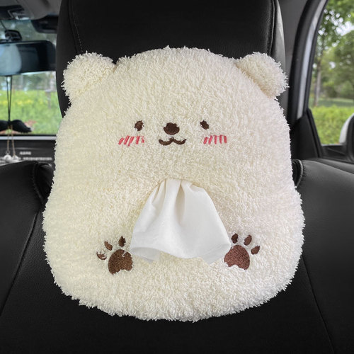 Car Cartoon Plush Paper Towel Box Creative Cute Car Mount Handlebar Storage Car Seat Back Paper Towel Holder