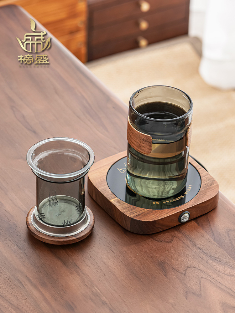 BB4C批發玻璃茶杯家用水杯男士防燙綠茶杯茶水分離帶蓋辦公泡