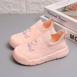 男女童弹力袜子鞋2024春秋季新款一脚蹬飞织网布运动鞋儿童休闲鞋