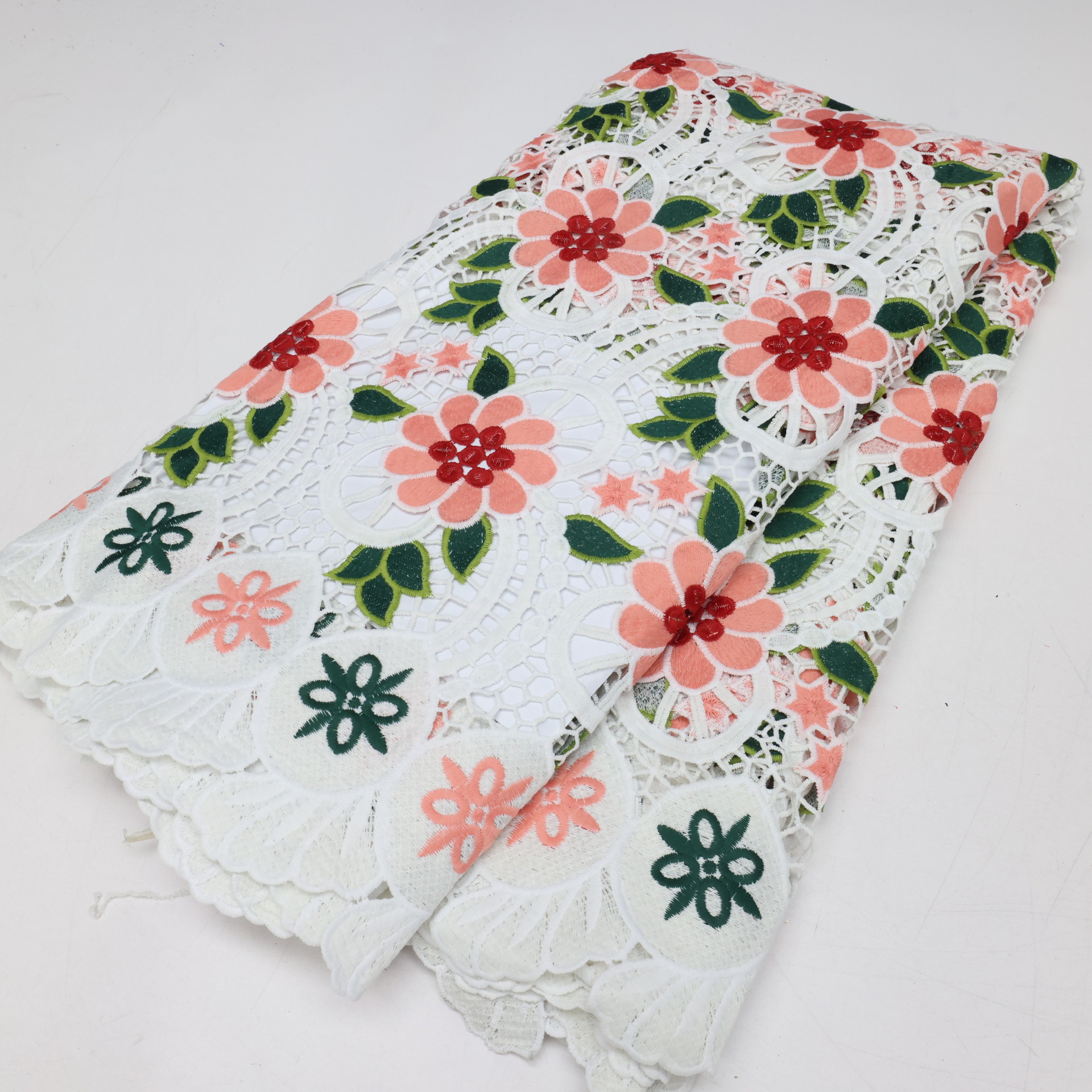 新款绣花网布刺绣圣诞婚纱礼服蕾丝布料5码 Tissue Cord Lace|ms