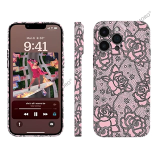 法式少女蕾丝暗纹玫瑰手机壳苹果18promax全包菲林保护套iPhone15