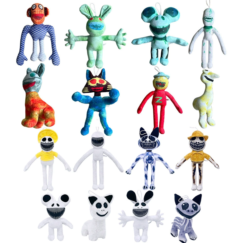 Assorted plush monster dolls - soft toy characters, OPP vacuum-pack packaging, colors