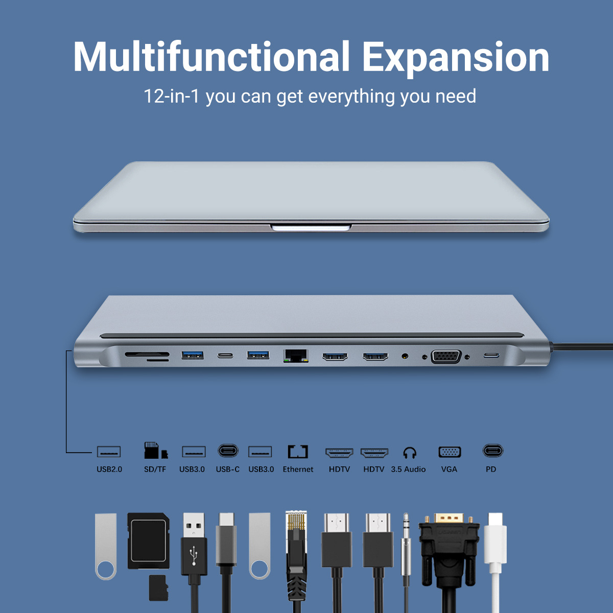 TYPE-C a doble HDMI multi-pantalla diferente muelle de expansión MST soporte de escritorio estación de acoplamiento USB multi-Puerto extensor