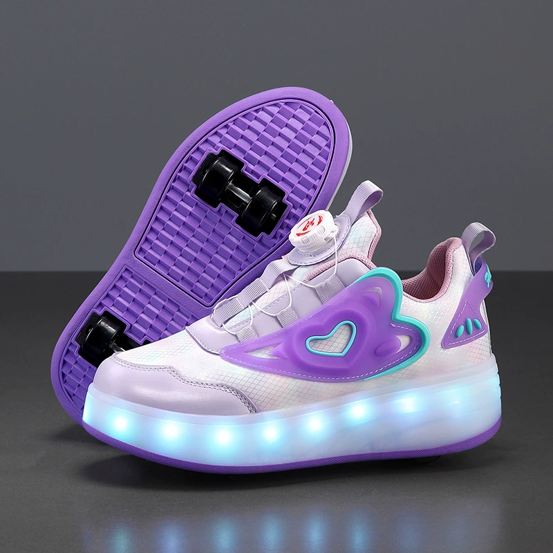 Детские Heelys с 4 колёсами и подсветкой, светящиеся роликовые кроссовки для мальчиков и девочек, размеры 28–40
