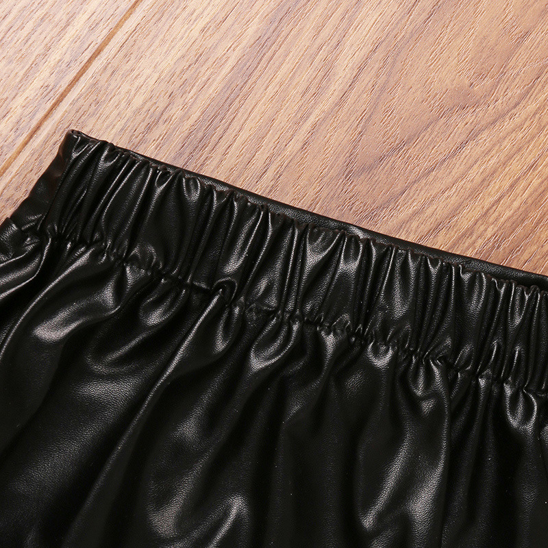 2024 Nuovo set primaverile da ragazza a maniche lunghe lavorato a maglia con gonna in pelle a metà corpo, abbigliamento per bambini_voghion.com