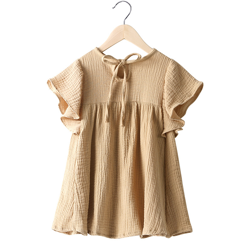 Casual Solid Color Cotton And Linen Girls Dresses display picture 9