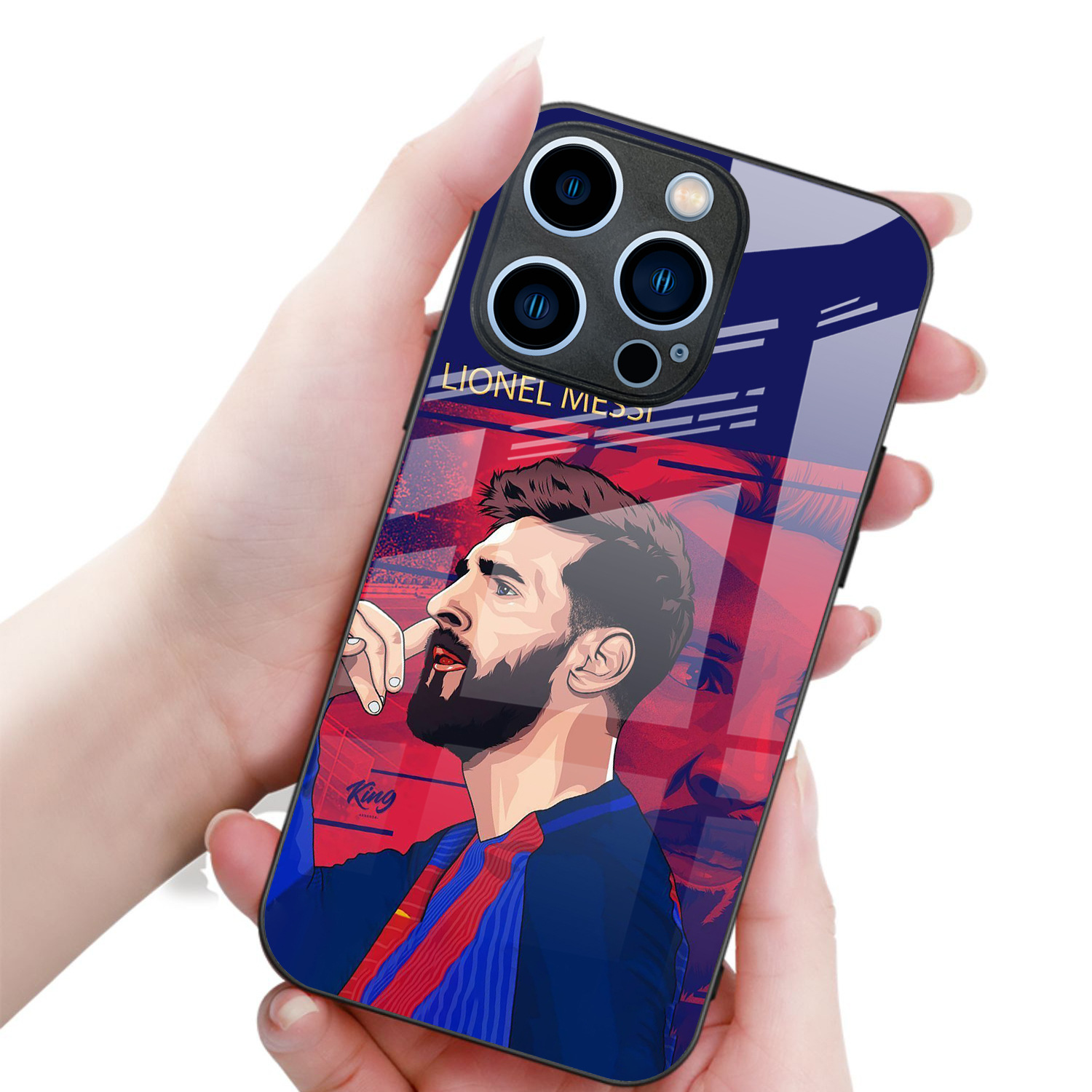 Funda de teléfono de cristal para iPhone 17 Pro Max con diseño de Messi de la Copa Mundial, para fanáticos del fútbol, compatible con iPhone 16 Pro y 13, antihuellas.