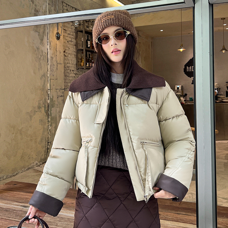 2025 invierno nuevo engrosado corto pequeño chaqueta de algodón de pluma de moda de mujer simple chaqueta de algodón sin lavado image 2
