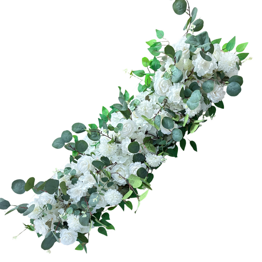Arreglo de Flores Artificiales para Boda, Decoración de Escenario Estilo Bosque de 1 Metro de Largo, Flores Artificiales para Decoración de Bodas, Arco de Flores para Pasillo