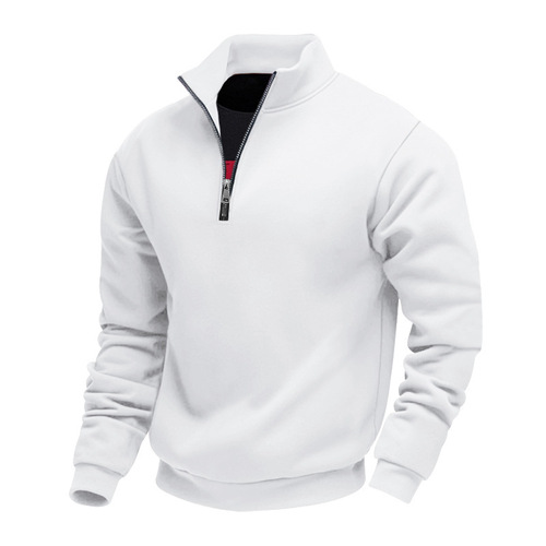 Cross-border Amazon Autumn and Winter New Men's Sweatshirt Foreign Trade Leisure Zip-Up Collar Padded Solid Color Men's Jacket