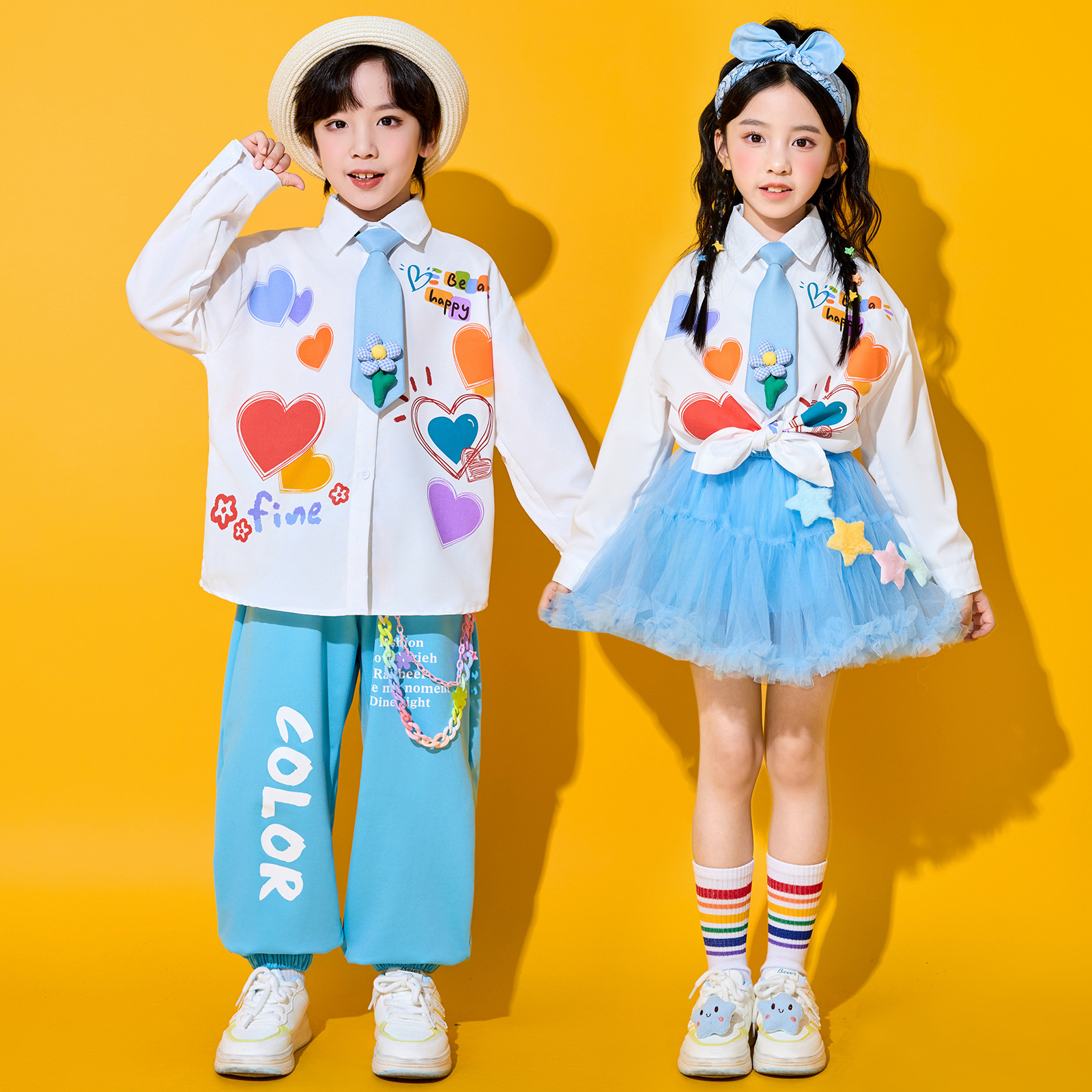 Children's Cheerleading Costumes, Primary School Students' Sports Games, Kindergarten New Year's Day Chorus Class Uniforms, Shirt Suits