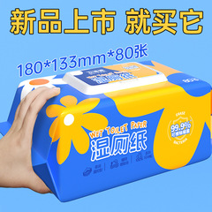 纯水湿厕纸家庭实惠装80片大包清洁湿纸巾可冲男女湿厕纸家用可冲
