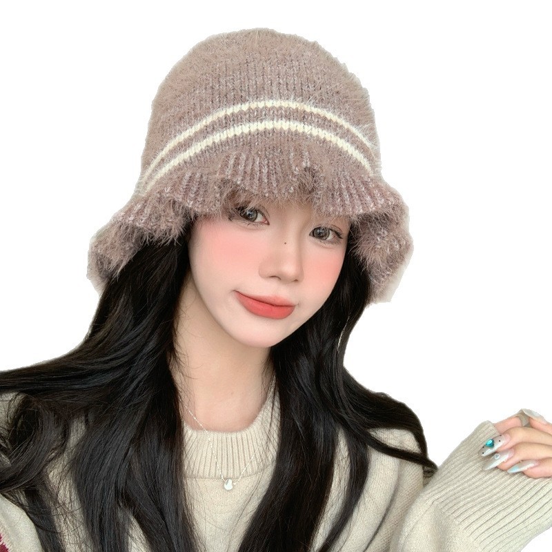 韩系甜美百搭花边针织毛线帽秋冬户外休闲防风保暖帽显脸小帽子女|undefined